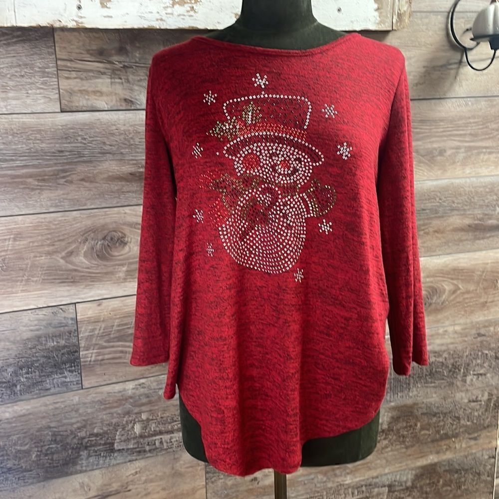 Storybux Womens Snowman Long Sleeve Shirt 1XL
